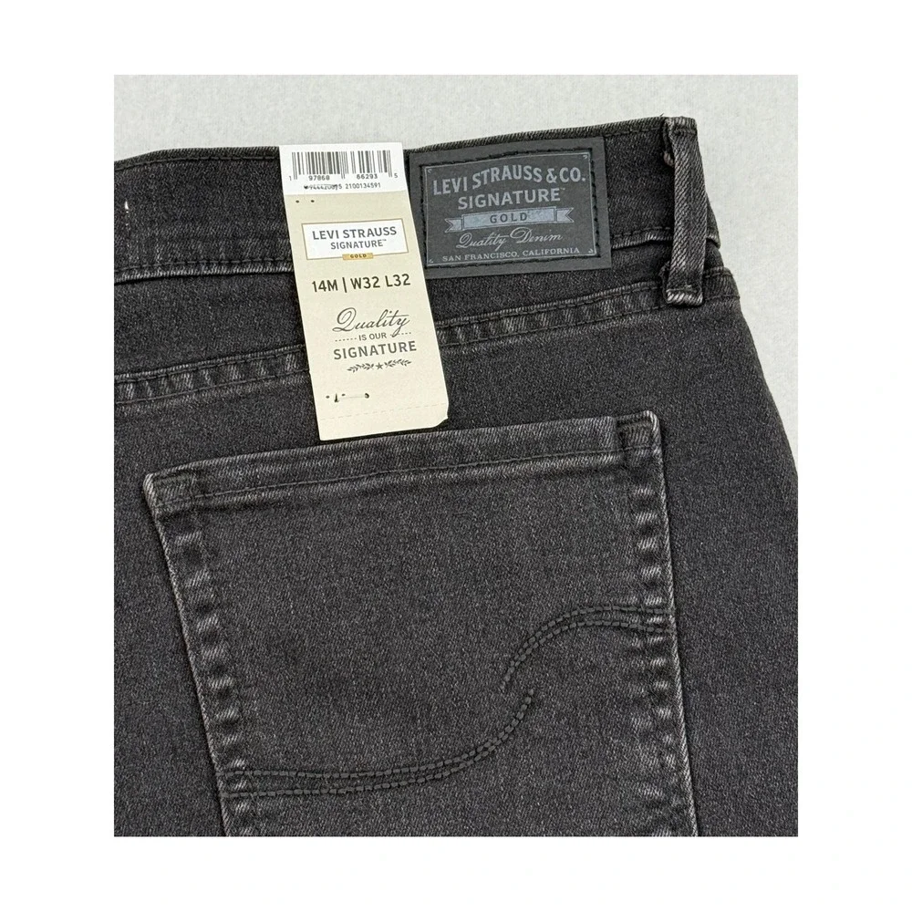 Levi Strauss Signature Gold Mid Rise Straight Jeans Dark Gray 14M W32 x L32